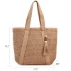 Jute Straw Beach Tote Bag Summer Woven with Tassels
