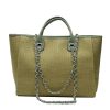 Canvas Tote Bag Large Capacity Solid Color Chain