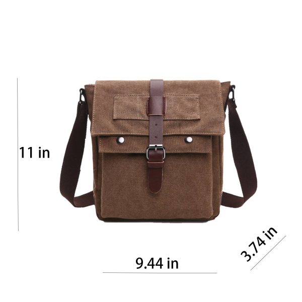 Small Vintage Canvas Leather Messenger Crossbody Bag