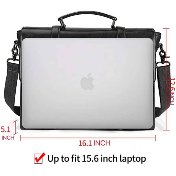 Vintage 15.6 Inch Waterproof PU Leather Laptop Briefcase