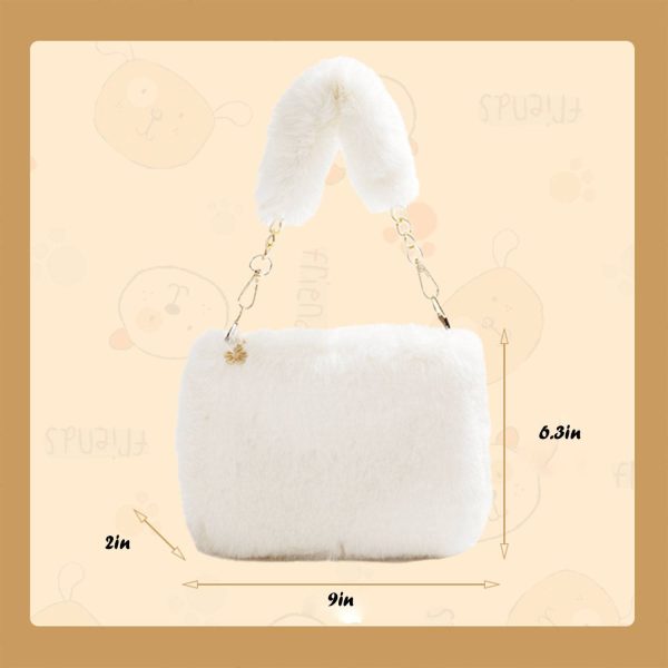 Plush imitation rabbit fur shoulder bag