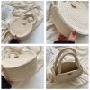 Straw Solid Round Tote Cross-body Bag