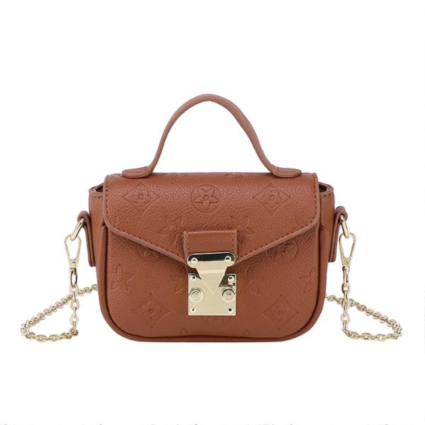 PU Leather Shoulder Bag w/ Metal Chain Strap