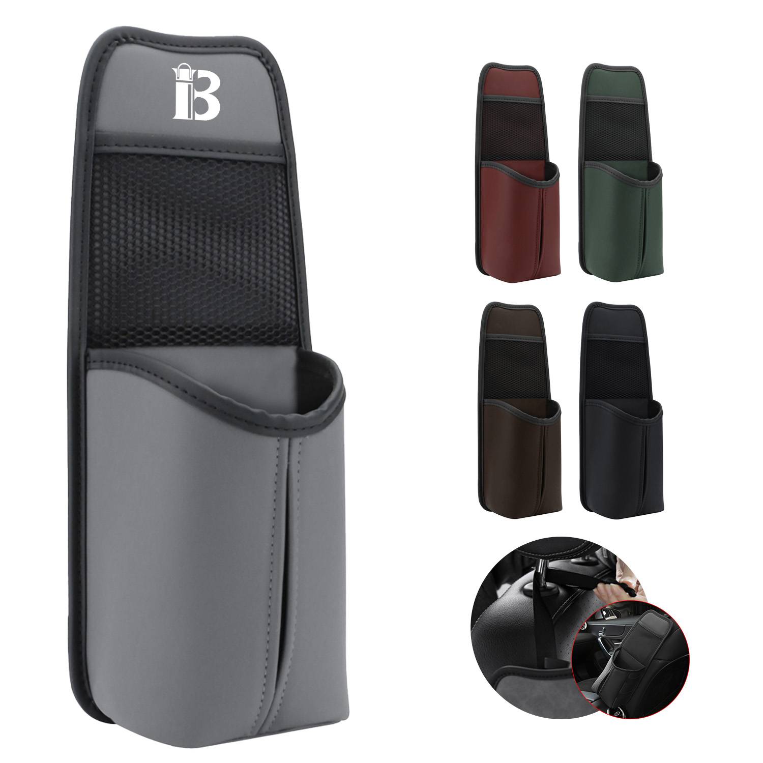 PU Leather Car Side Hanging Tissue Bag