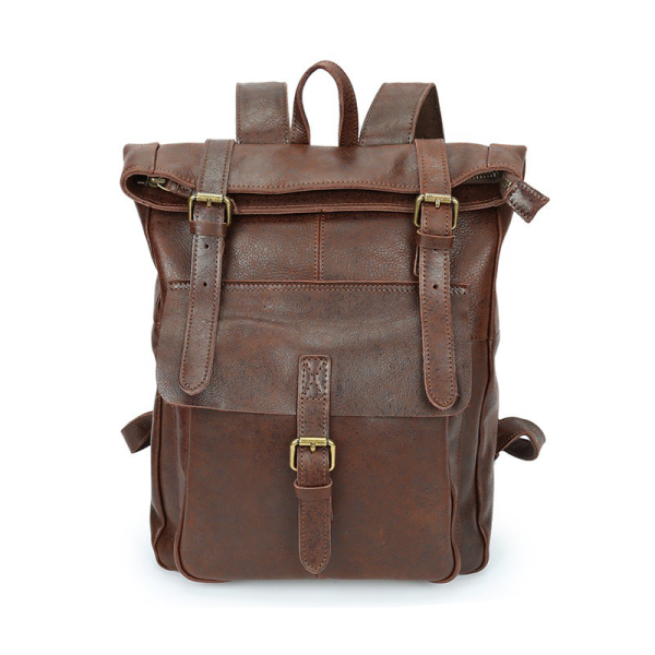 Large Waterproof Leather Backpack for Men and Women