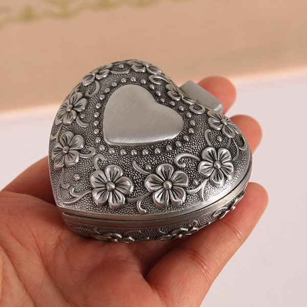 Classic Vintage Antique Heart Shape Jewelry Box