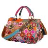 Genuine Leather Colorful floral shoulder cross-body bag