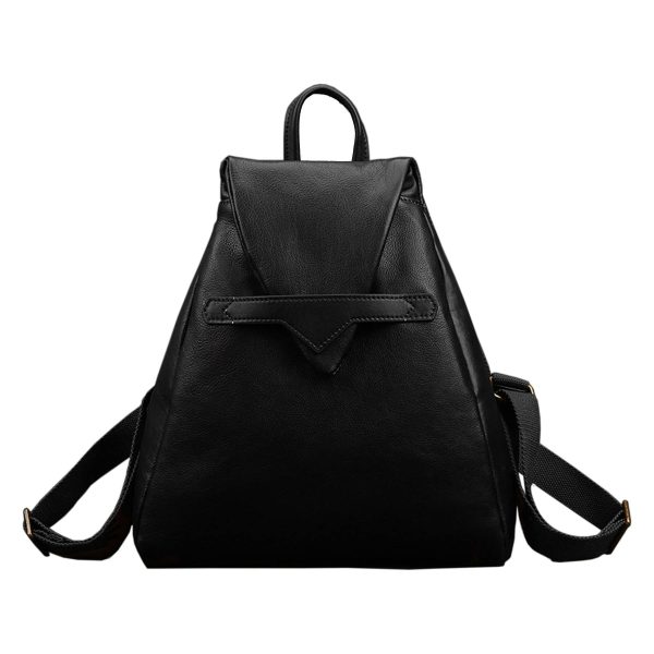 Genuine Leather Solid color commuter backpack