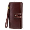 PU Leather Small vintage 3 times blocking Wristlet wallet