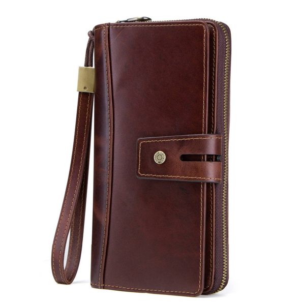 PU Leather Small vintage 3 times blocking Wristlet wallet