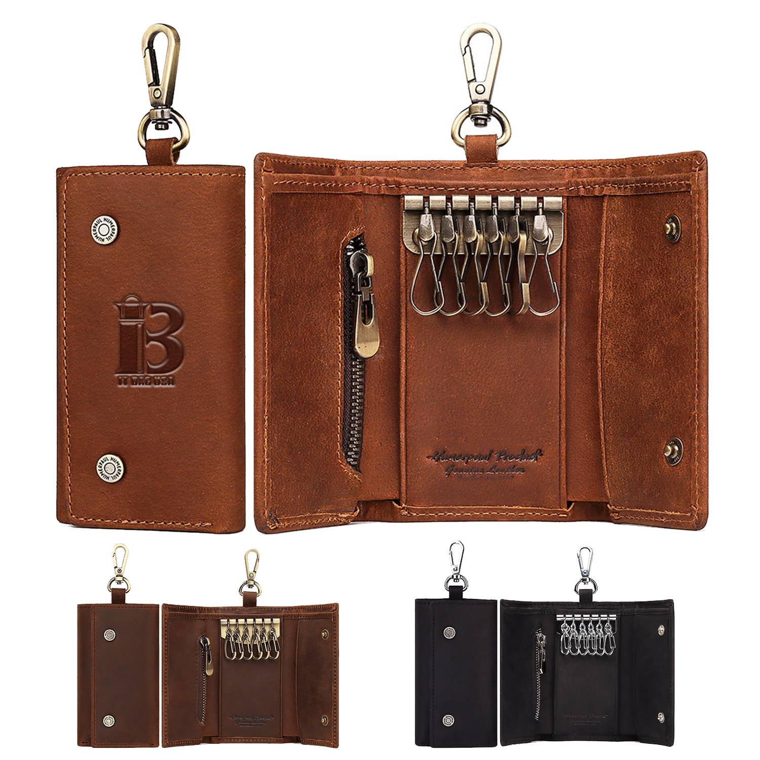 Genuine leather keychain wallet