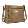 Brown PU Business Commuting Tassels Messenger Bag for Women