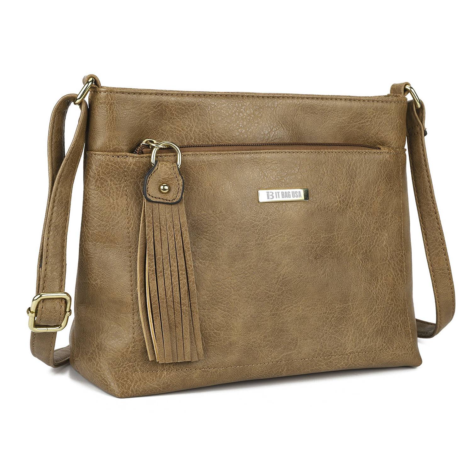 Brown PU Business Commuting Tassels Messenger Bag for Women