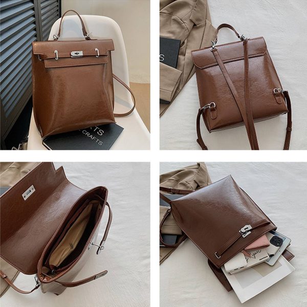 Pu Leather Casual Backpack For Women