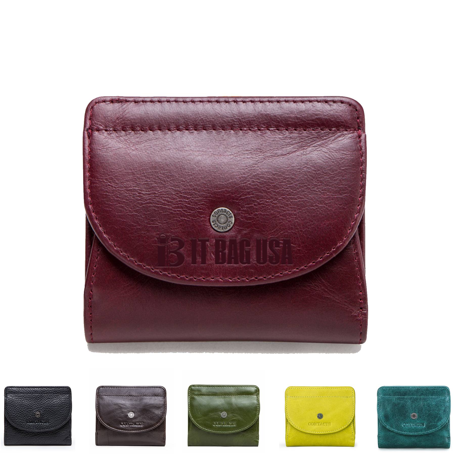 Leather Slim Bifold Purse Card Holder Wallets Women