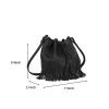 PU leather Drawstring Purse Tassel Crossbody Shoulder Bag