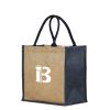 Jute burlap tote bag with buckle