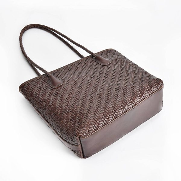 Genuine Leather Hand Woven Ladies Tote Bag
