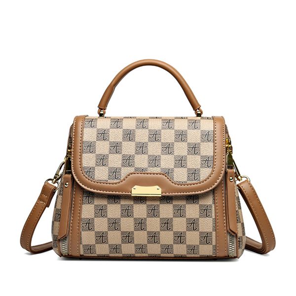 Pu Leather checkered portable Cross-body Bag Women