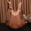 Waterproof Vintage Brown Faux Leather Bookbag backpack