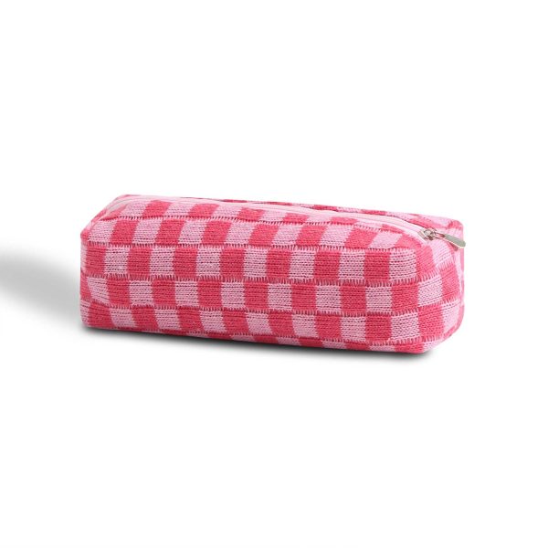 Knitted Plaid Pencil Pouch