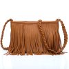 PU Hand-woven tassel shoulder cross-body bag