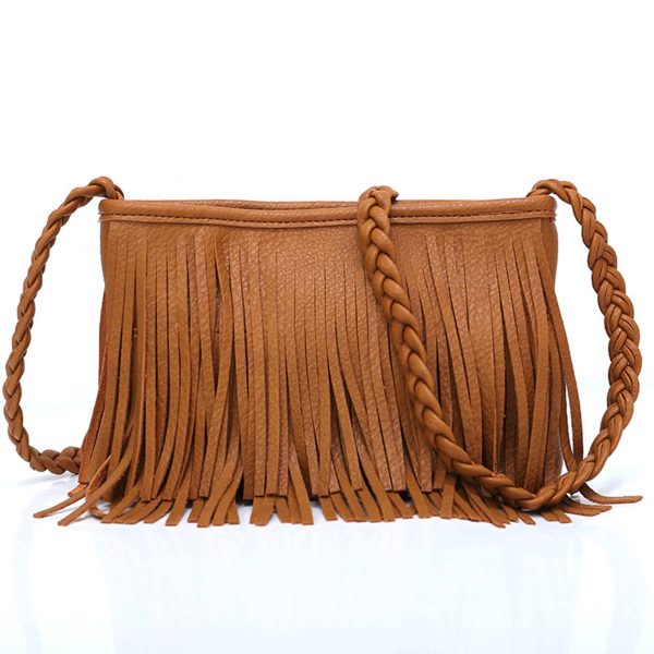 PU Hand-woven tassel shoulder cross-body bag