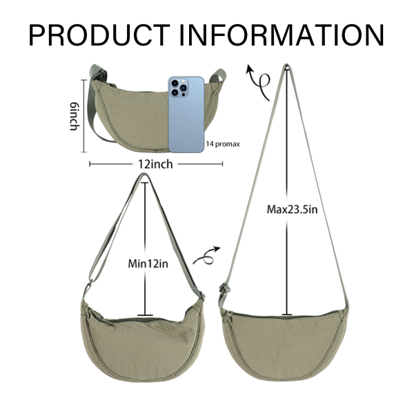 Nylon Lightweight Dumpling-Shaped Crossbody Shoulder Bag