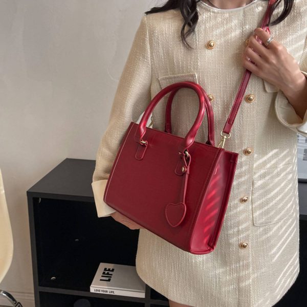 Pu red large capacity crossbody bag