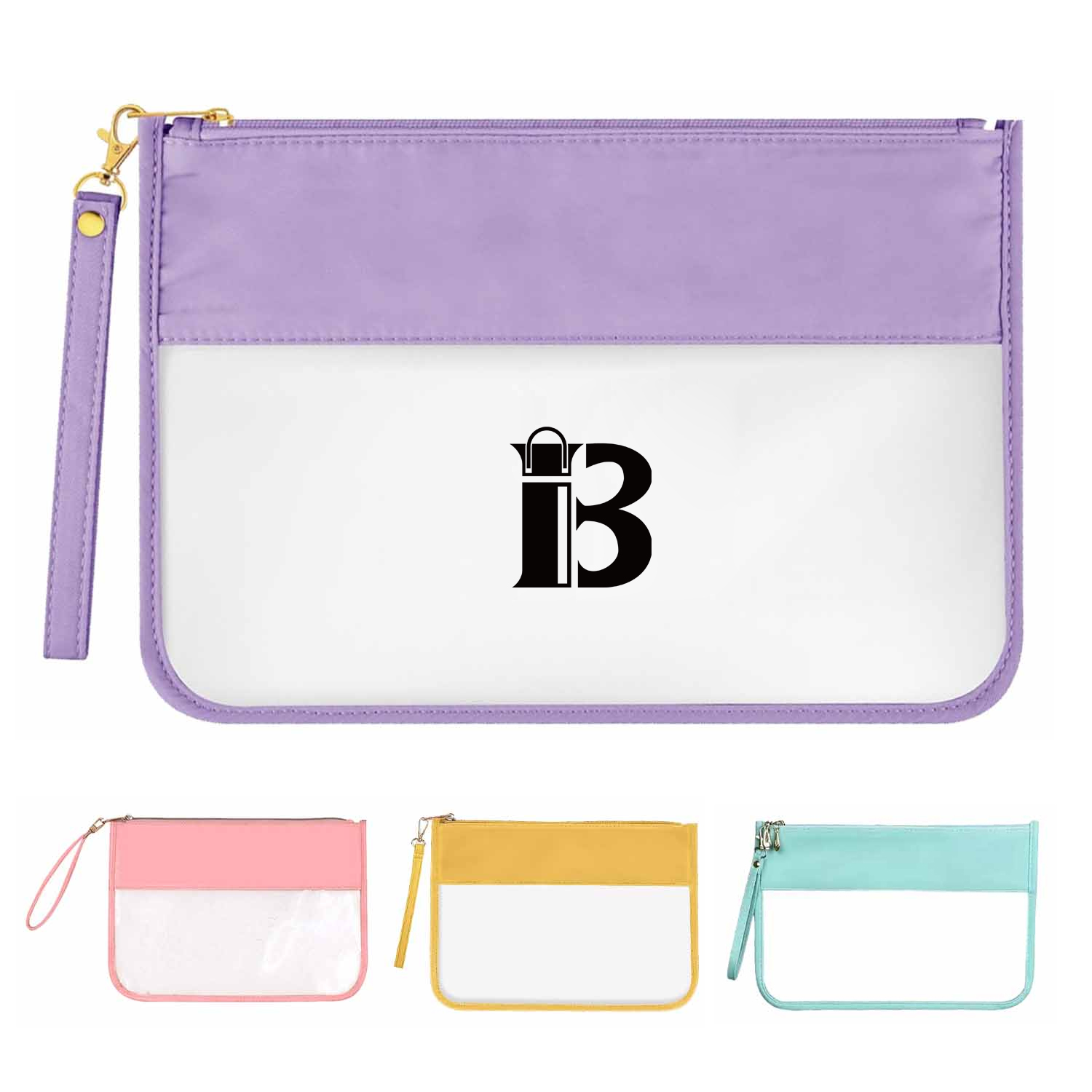 Travel Clear PVC Flat Zipper Pouch Nylon Makeup Bags