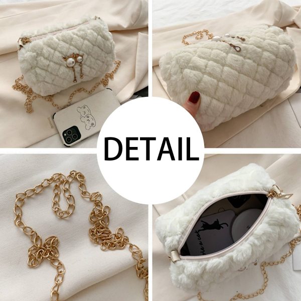 Cotton Stylish versatile cross-body plush chain shoulder bag