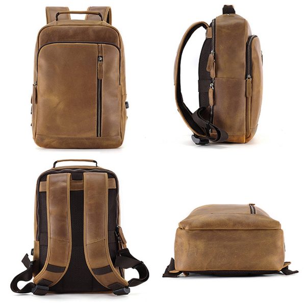 Men's Vintage Genuine Leather Laptop Backpack