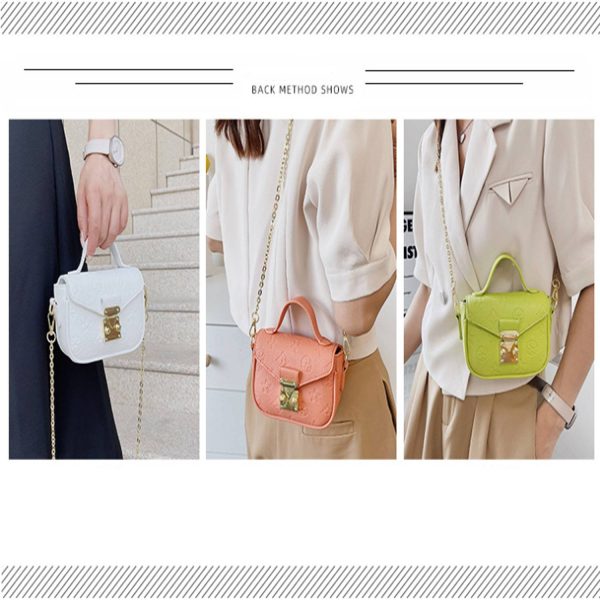 PU Leather Shoulder Bag w/ Metal Chain Strap