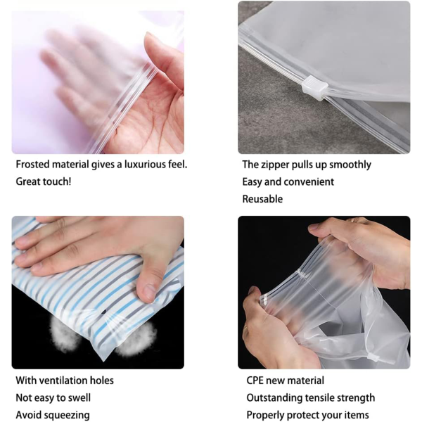 Eco friendly Zipper Resealable Clothes Packaging Bag