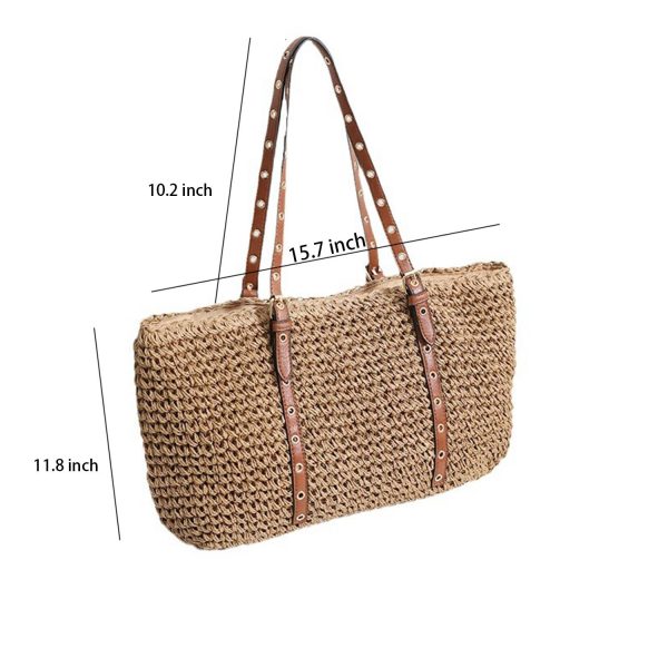 Summer shoulder handheld Straw beach tote bag