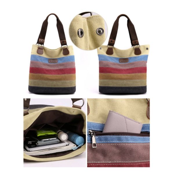 Fashion Rainbow striped tote bag