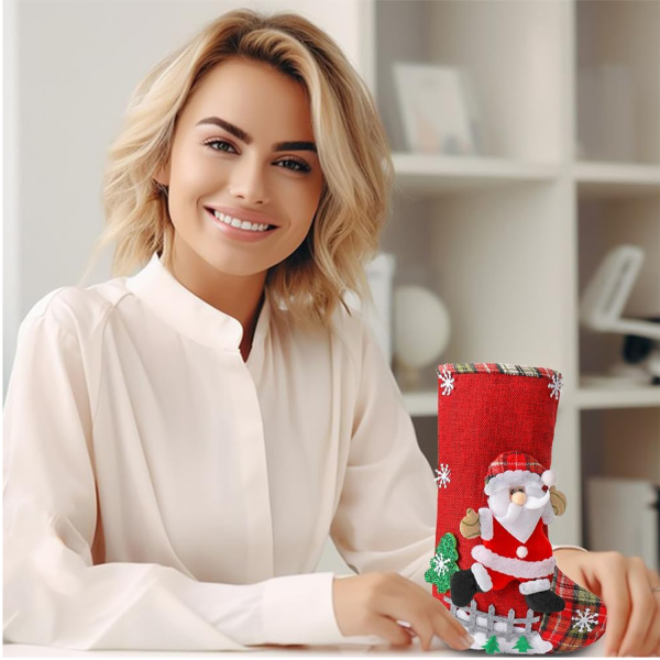 Santa Claus Elk Socks Gift Bag