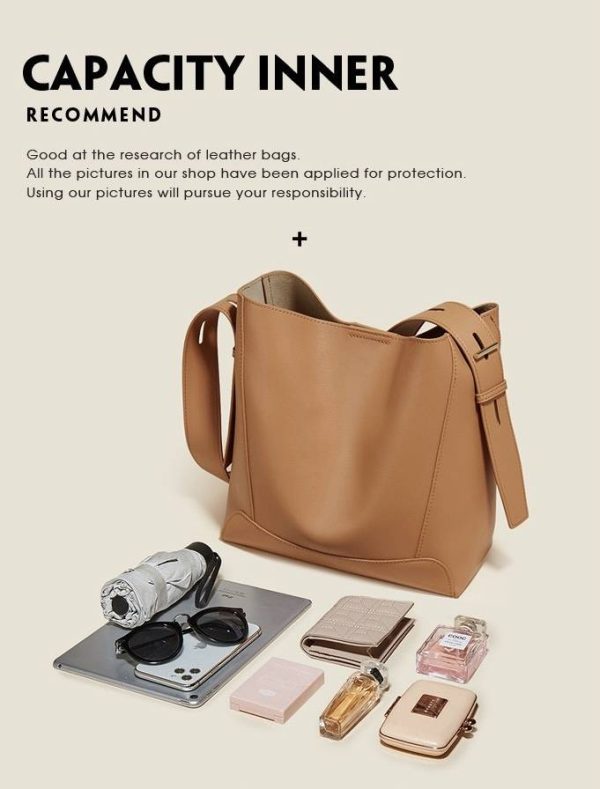 Genuine Leather Tote Bucket Bag