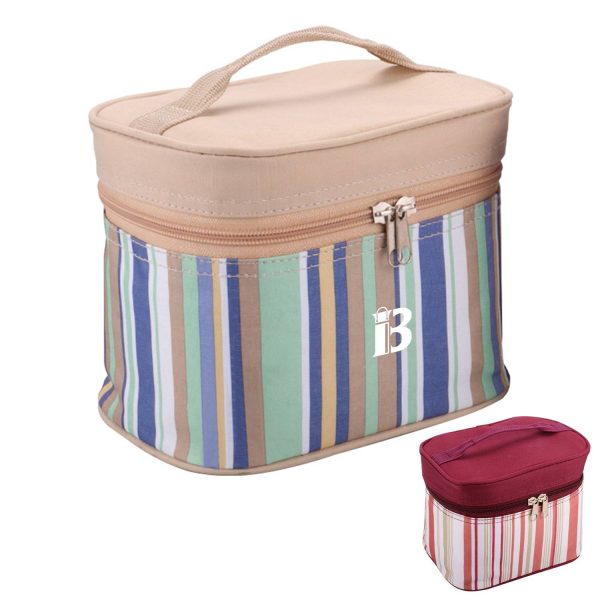 Portable Striped Insulated Lunch Bag