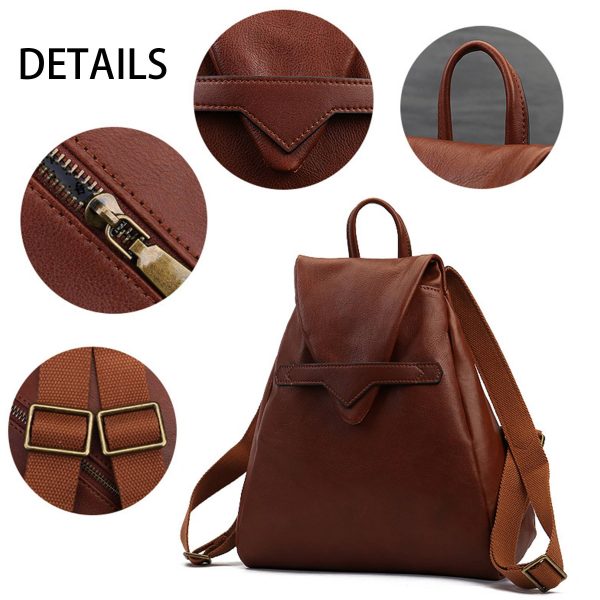 Genuine Leather Solid color commuter backpack