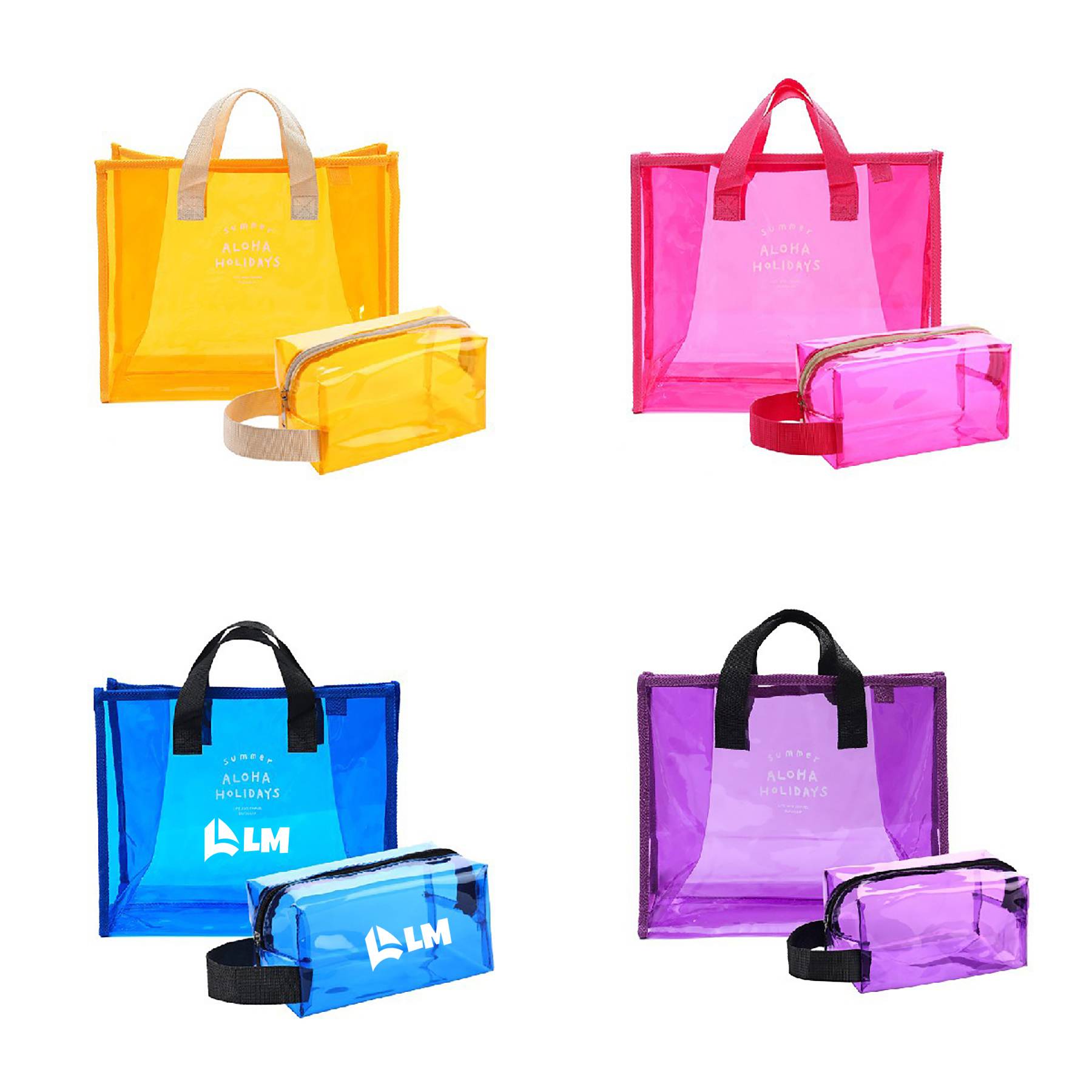 Clear Tote Beach Bag Set