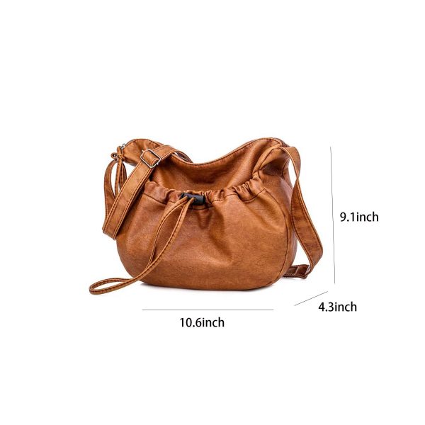PU Leather Crossbody Drawstring Bags for women