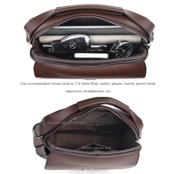 PU Leather Business Briefcase Crossbody Bag