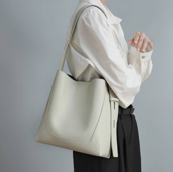 Genuine Leather Tote Bucket Bag