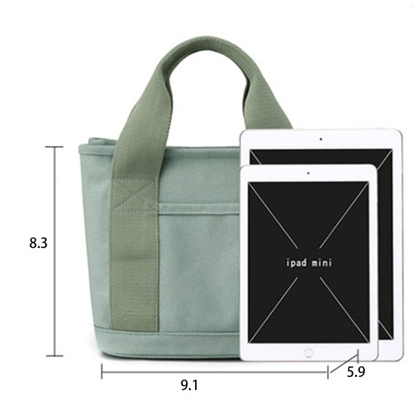 Canvas Small Tote Bag Handbag with Zipper