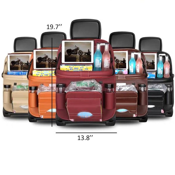 PU Leather car seat back storage bag