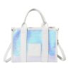 PU Leather Crossbody Bag Sequins Clash Color Tote
