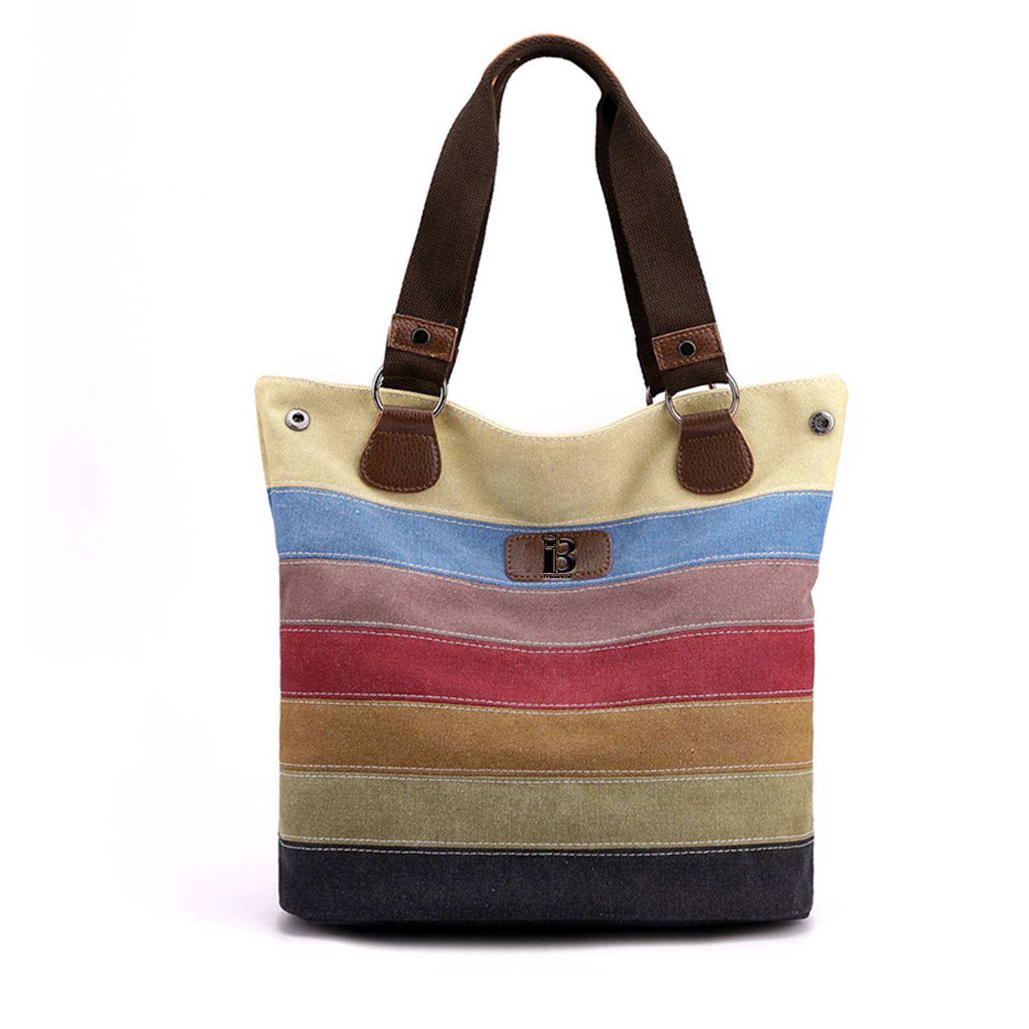 Fashion Rainbow striped tote bag