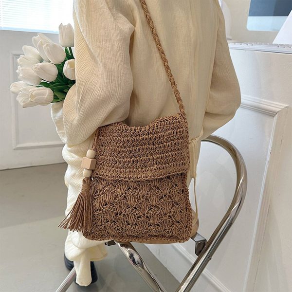 Jute Stylish vintage tassel woven shoulder bag