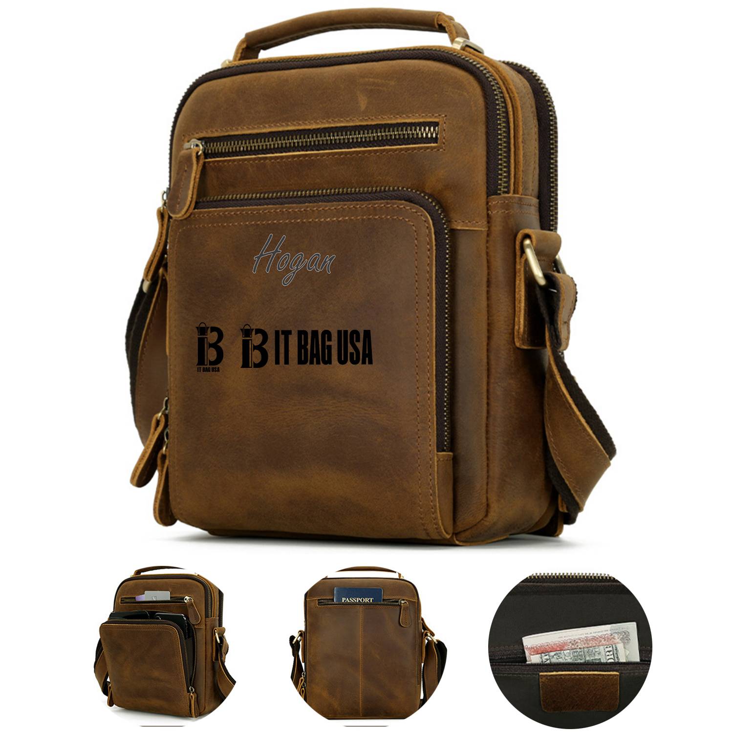 Leather Top Cowhide Men'S Backpack